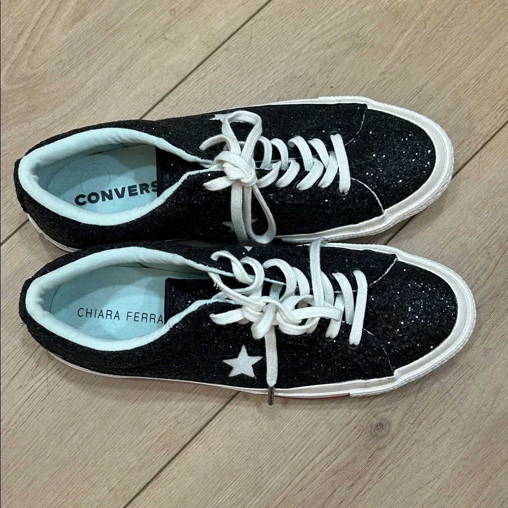 Converse X Chiara Ferragni One Star Ox Low Black Glitter Women's Size 10